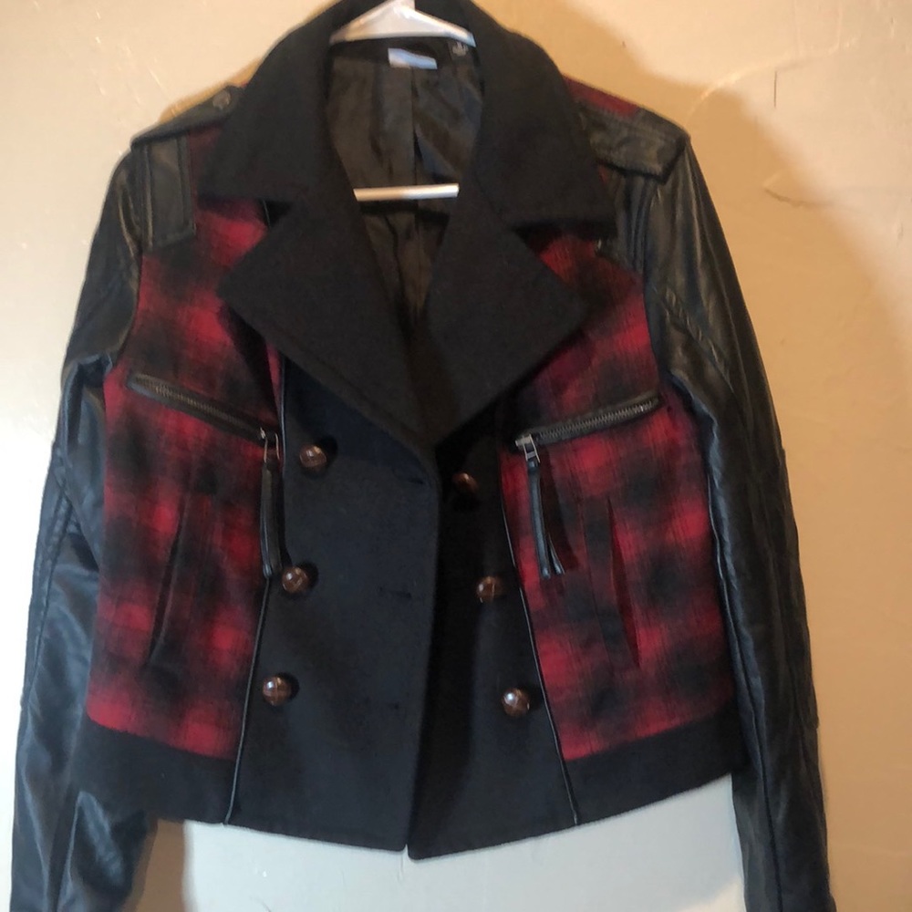 Allen B wool blend short moto jacket. Size M